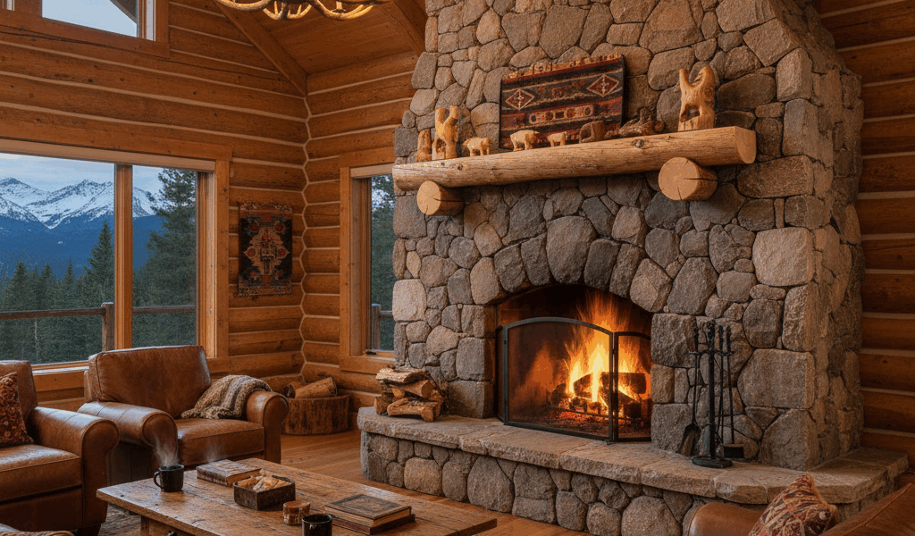Stone Fireplace Options for Log Cabins: River Rock, Fieldstone, and Manufactured