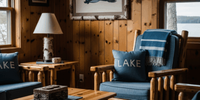 northwoods cabin interior with birch bark accents lake blue 20260331 083418